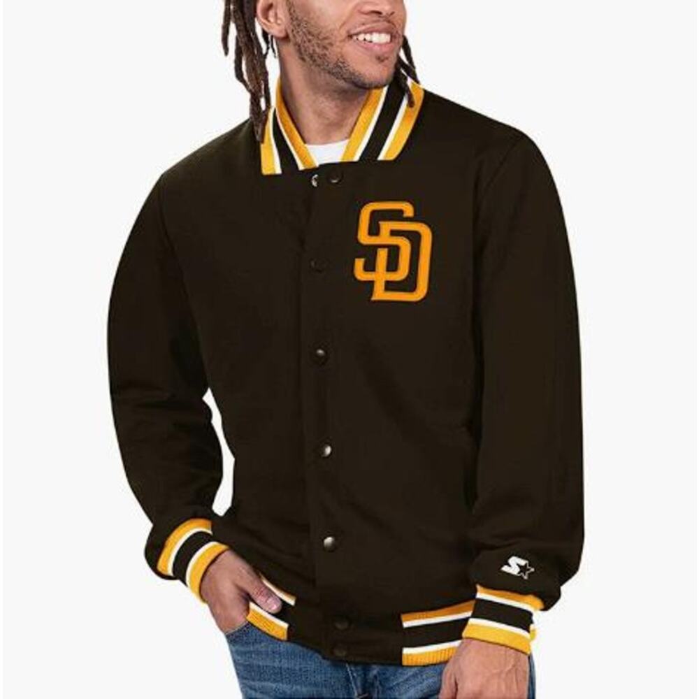 STARTER Men's Brown San Diego Padres Secret Weapon Full-Snap Jacket Size XXL